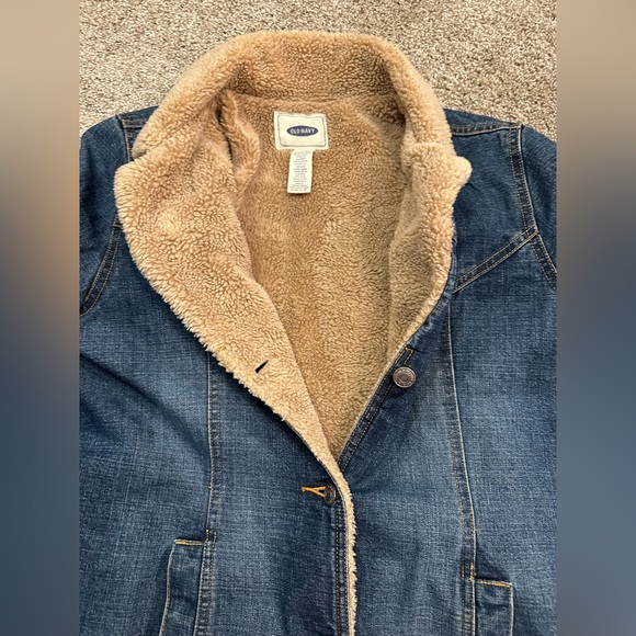 Vintage 90s Old Navy Denim Jacket Blue Sherpa Lined Western- Women’s Size Large - Picture 6 of 7